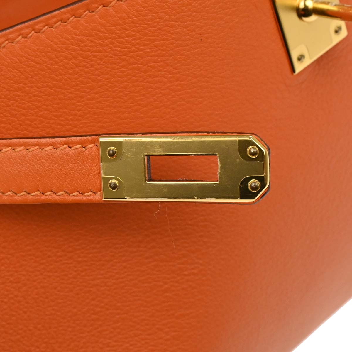 Hermes Orange Evercolor Kelly Pochette Handbag