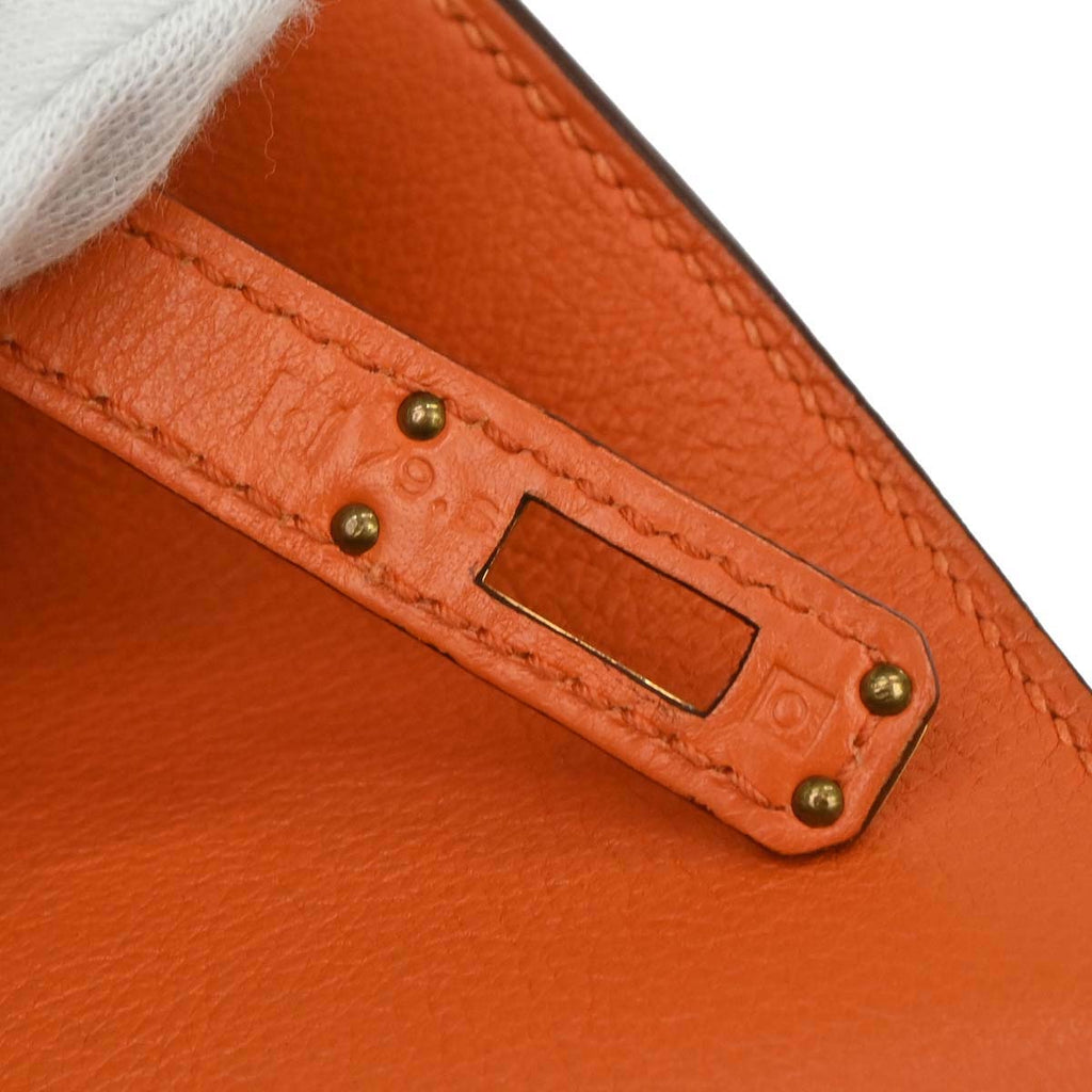 Hermes Orange Evercolor Kelly Pochette Handbag