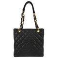 Chanel 2010-2011 Black Caviar Skin Petite Shopping Tote PST Chain Handbag