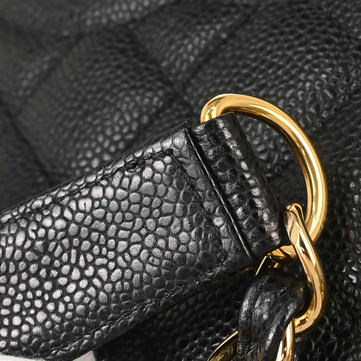 Chanel 2010-2011 Black Caviar Skin Petite Shopping Tote PST Chain Handbag
