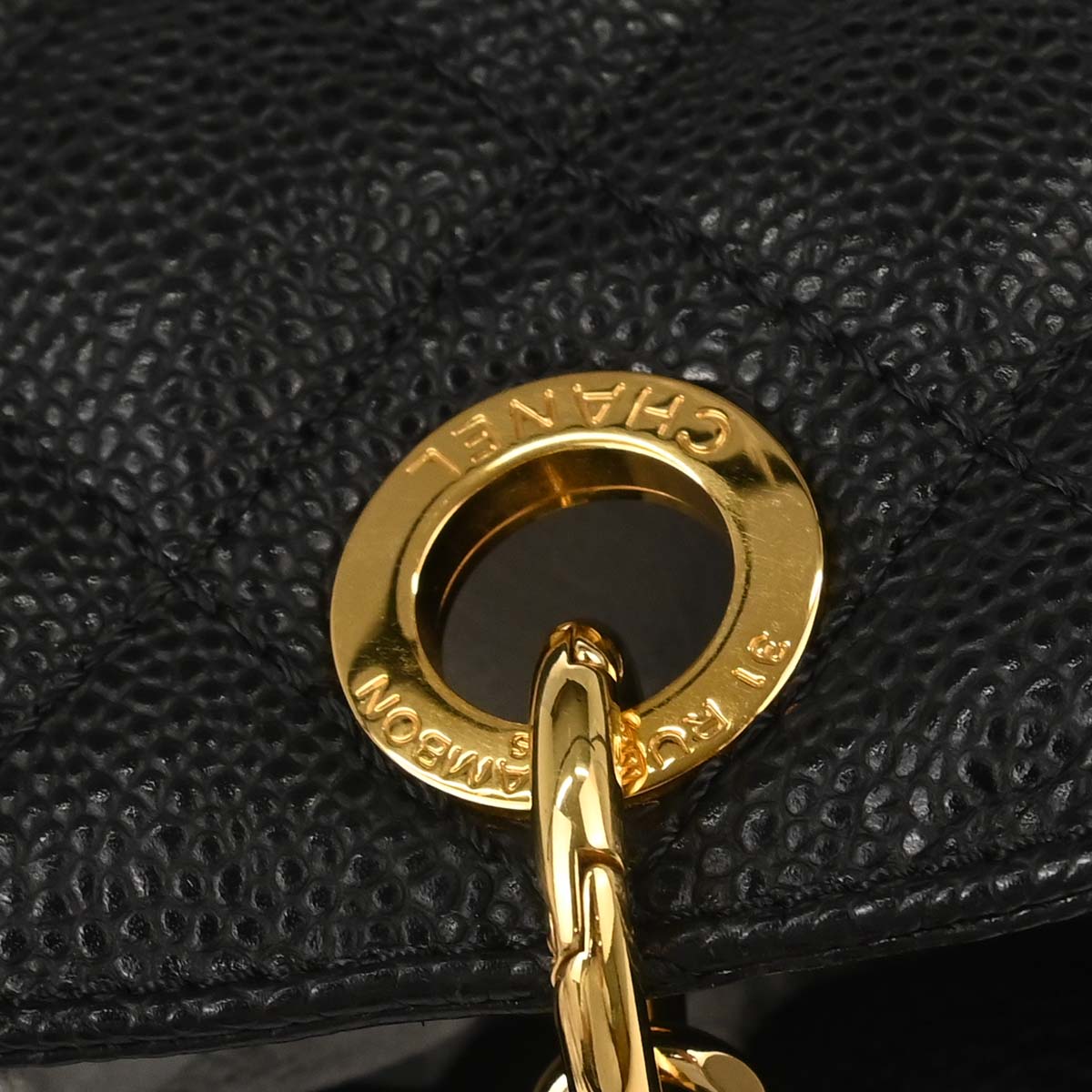 Chanel 2010-2011 Black Caviar Skin Petite Shopping Tote PST Chain Handbag