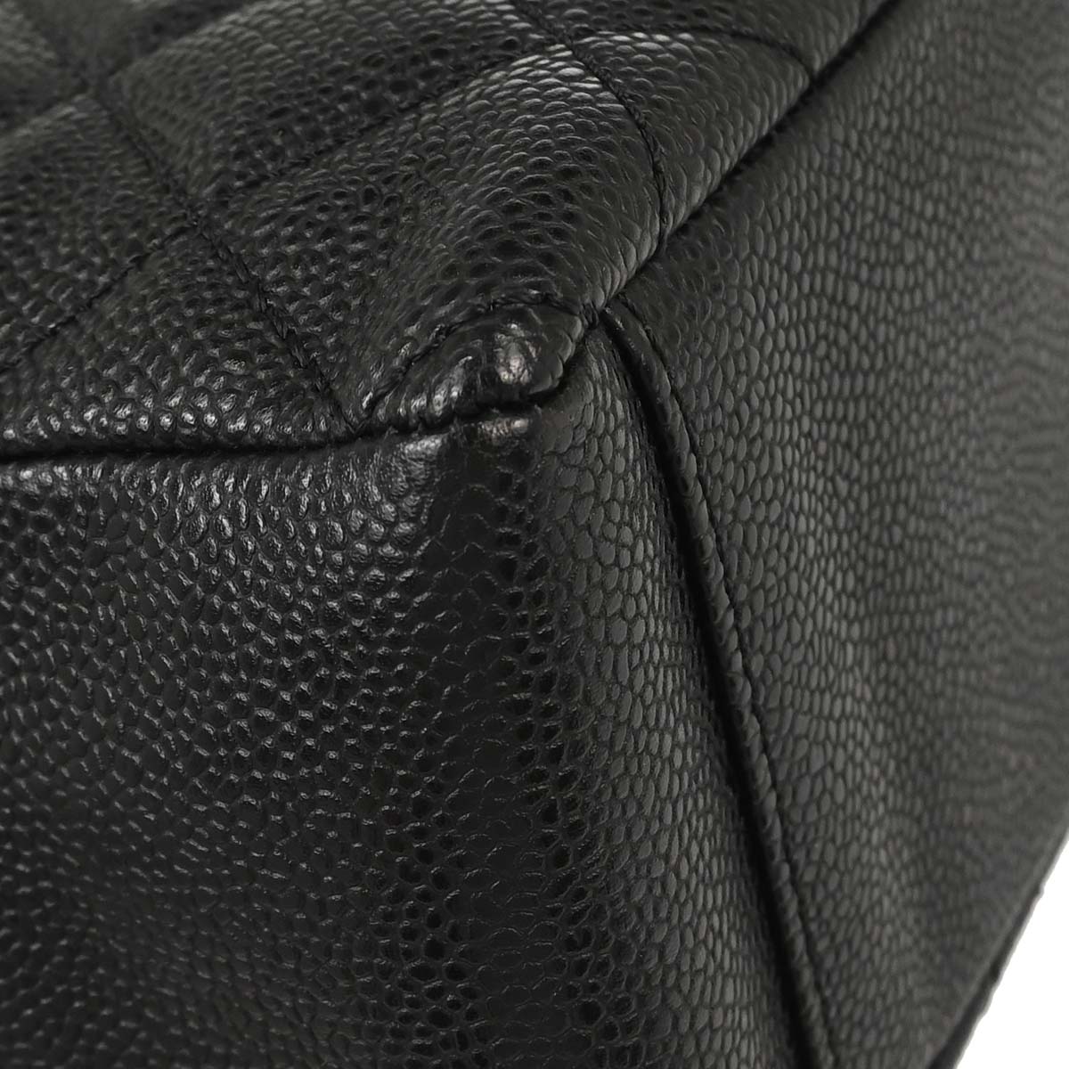 Chanel 2010-2011 Black Caviar Skin Petite Shopping Tote PST Chain Handbag