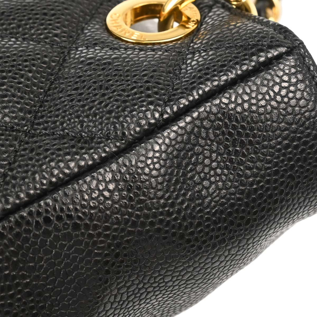 Chanel 2010-2011 Black Caviar Skin Petite Shopping Tote PST Chain Handbag