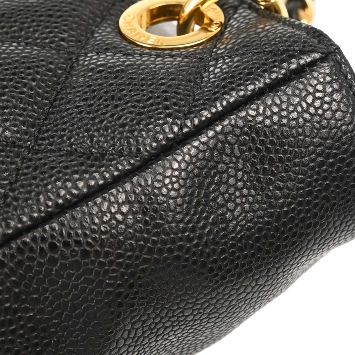 Chanel 2010-2011 Black Caviar Skin Petite Shopping Tote PST Chain Handbag