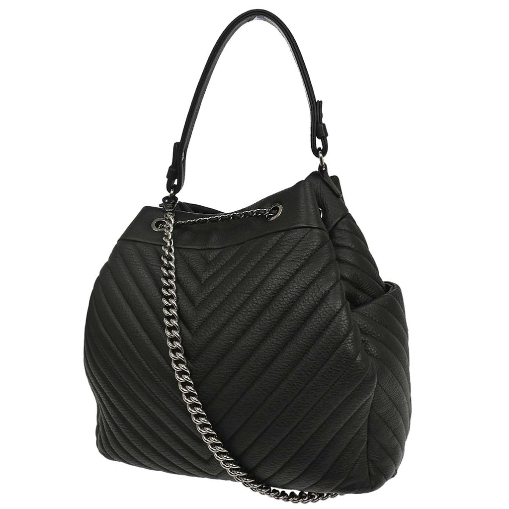 Chanel 2017 Black Deerskin Chevron Urban Spirit 2way Shoulder Handbag