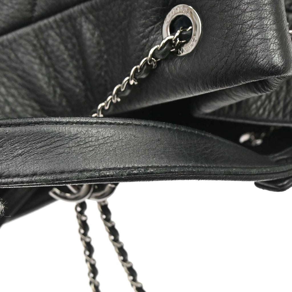Chanel 2017 Black Deerskin Chevron Urban Spirit 2way Shoulder Handbag