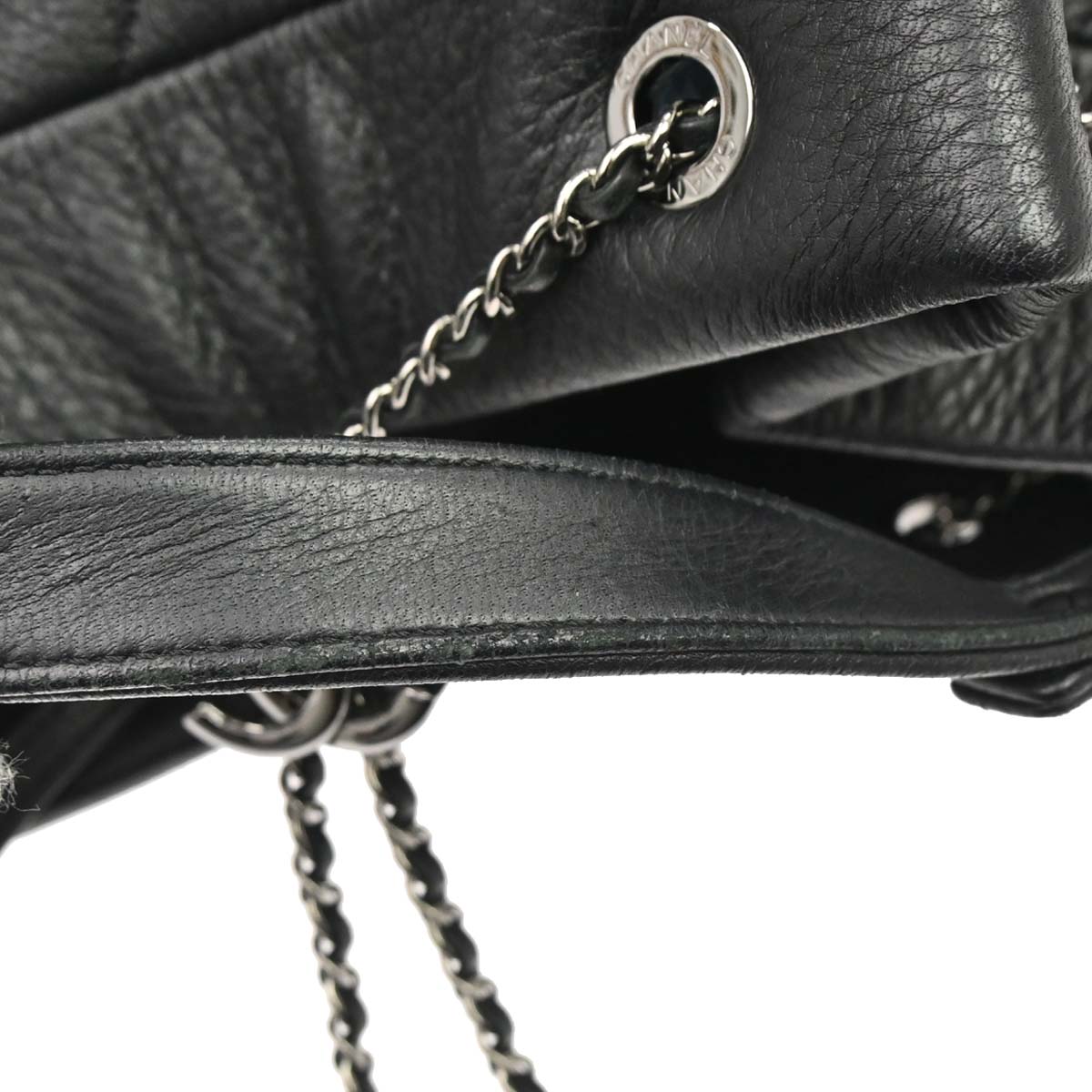 Chanel 2017 Black Deerskin Chevron Urban Spirit 2way Shoulder Handbag