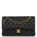 Chanel 2011 Black Lambskin Medium Classic Double Flap Shoulder Bag