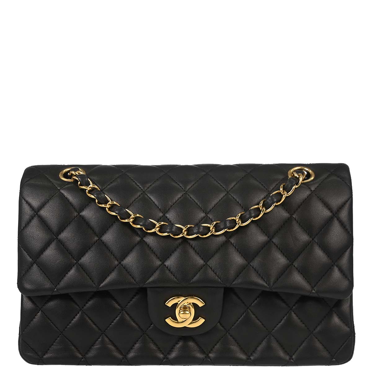 Chanel 2011 Black Lambskin Medium Classic Double Flap Shoulder Bag