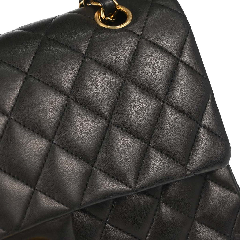 Chanel 2011 Black Lambskin Medium Classic Double Flap Shoulder Bag