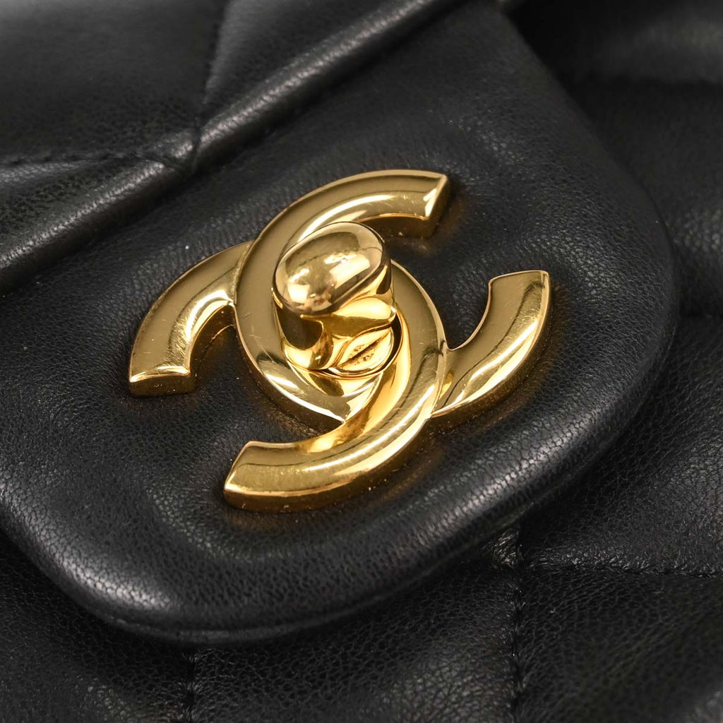 Chanel 2011 Black Lambskin Medium Classic Double Flap Shoulder Bag