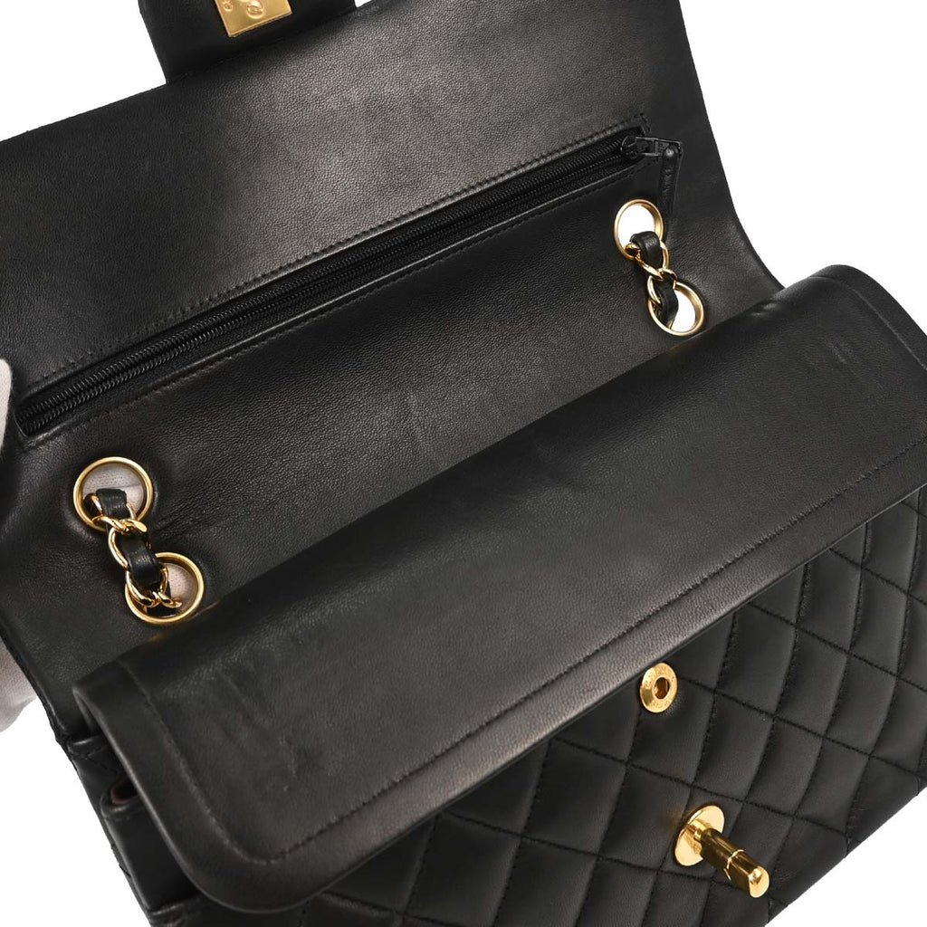 Chanel 2011 Black Lambskin Medium Classic Double Flap Shoulder Bag