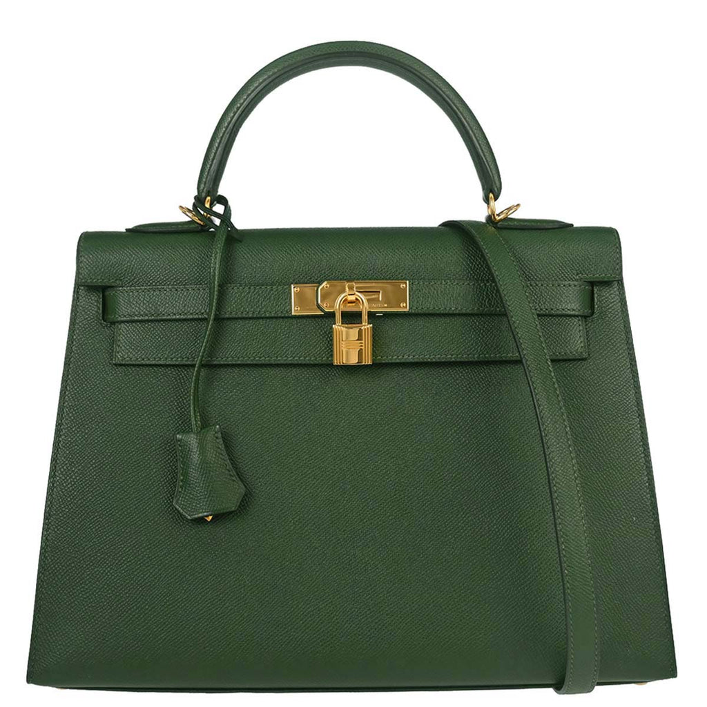 Hermes Vert Anglais Epsom Kelly 32 Sellier 2way Shoulder Handbag