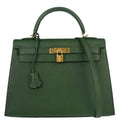 Hermes Vert Anglais Epsom Kelly 32 Sellier 2way Shoulder Handbag