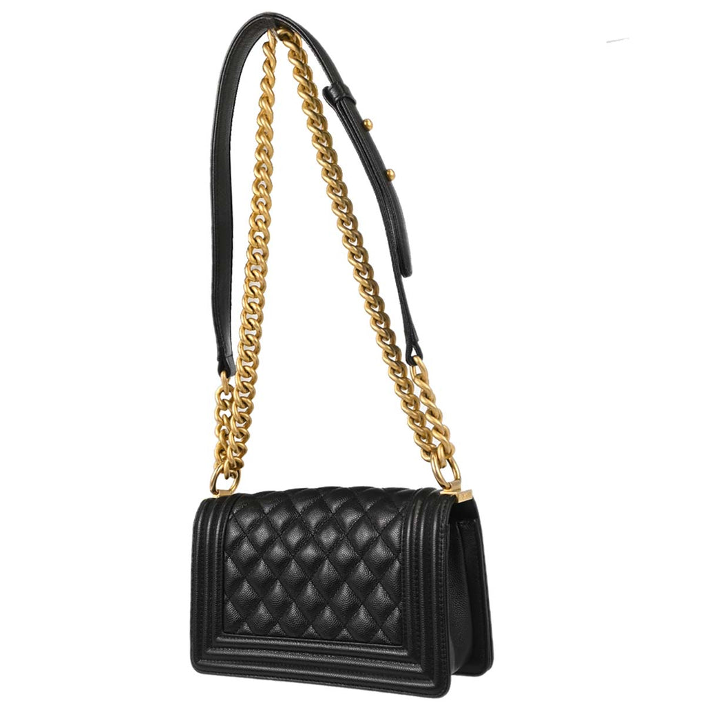 Boy Chanel 2019 Black Caviar Skin Small Chain Shoulder Bag
