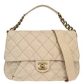Chanel 2012-2013 Beige Caviar Skin Coco Pleats 2way Shoulder Handbag