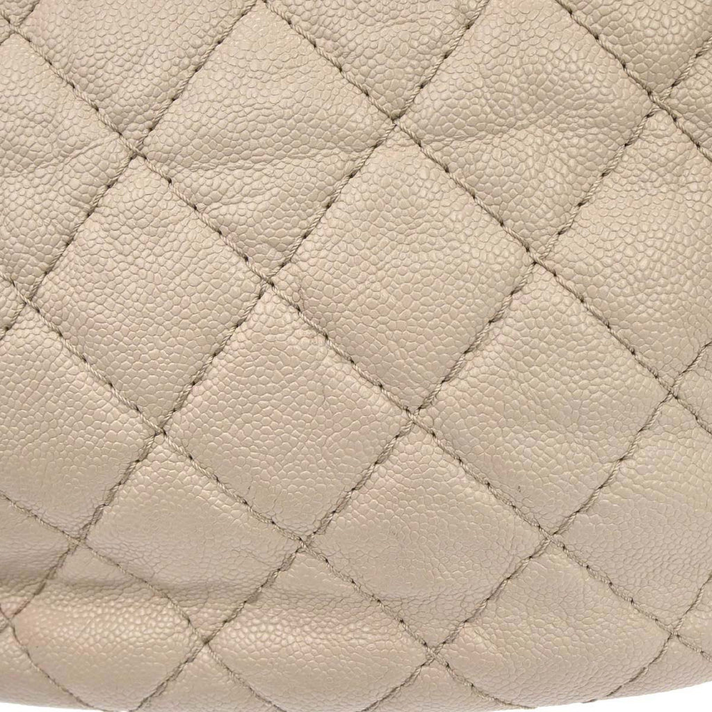 Chanel 2012-2013 Beige Caviar Skin Coco Pleats 2way Shoulder Handbag