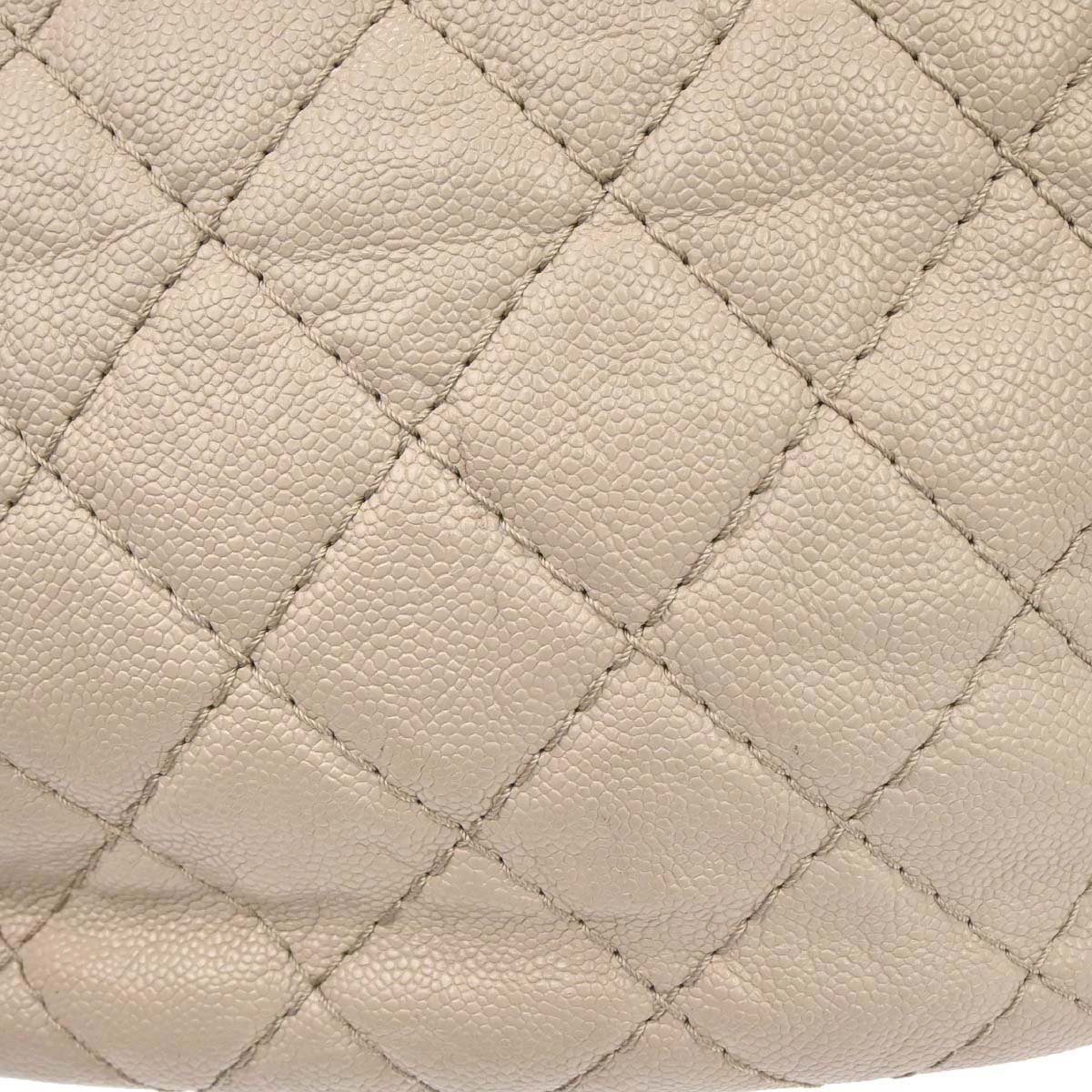 Chanel 2012-2013 Beige Caviar Skin Coco Pleats 2way Shoulder Handbag