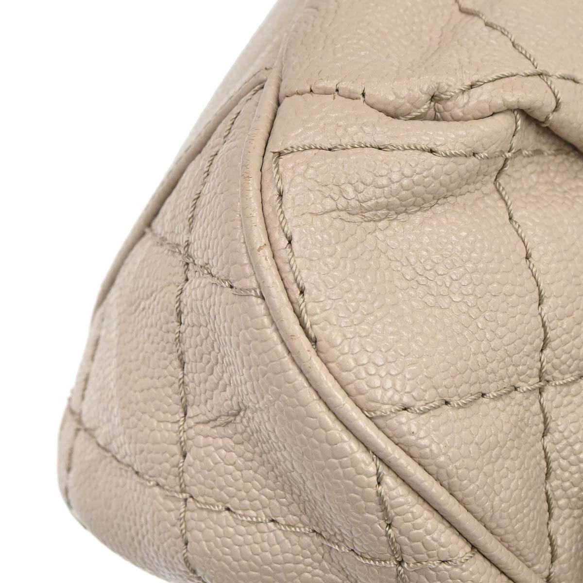 Chanel 2012-2013 Beige Caviar Skin Coco Pleats 2way Shoulder Handbag