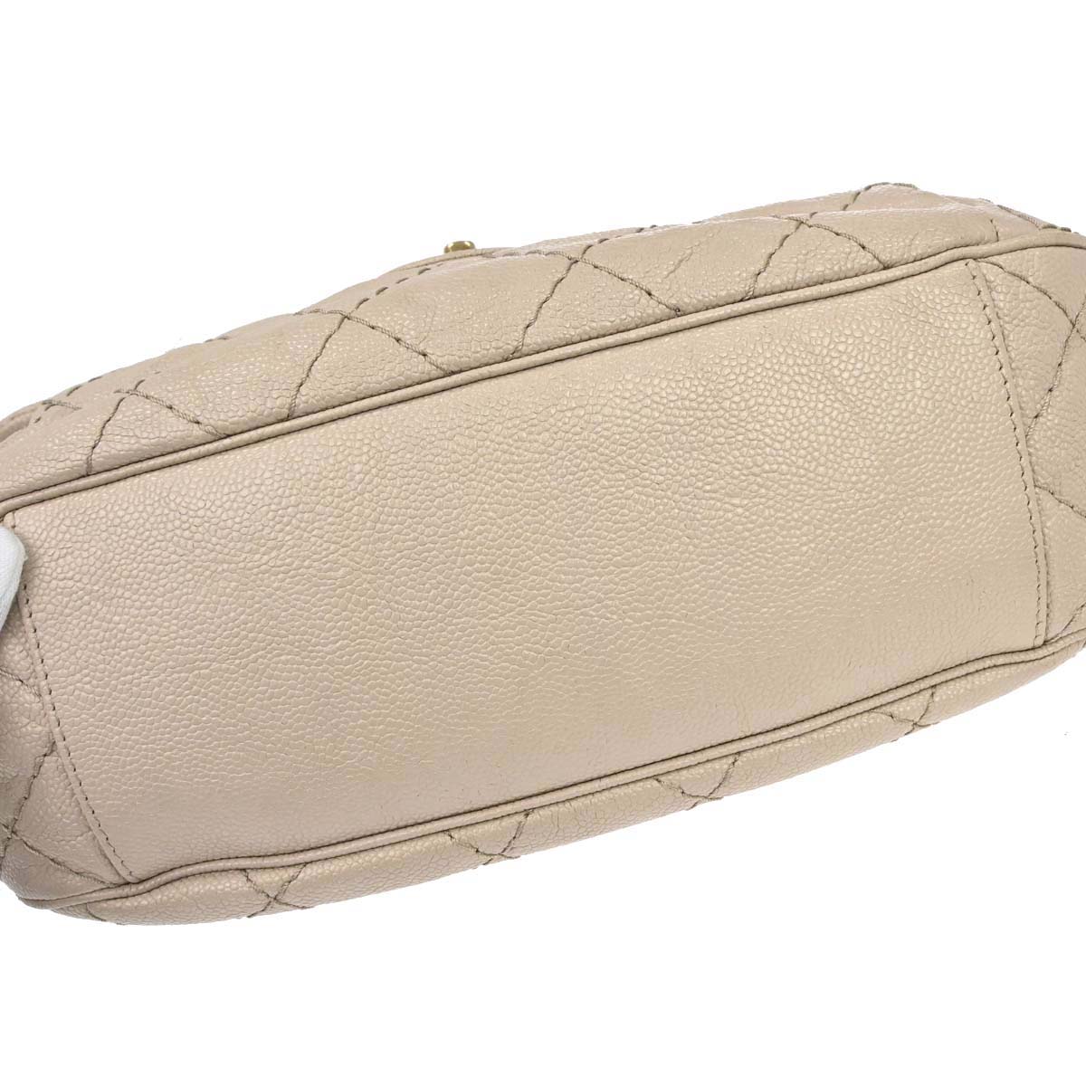 Chanel 2012-2013 Beige Caviar Skin Coco Pleats 2way Shoulder Handbag