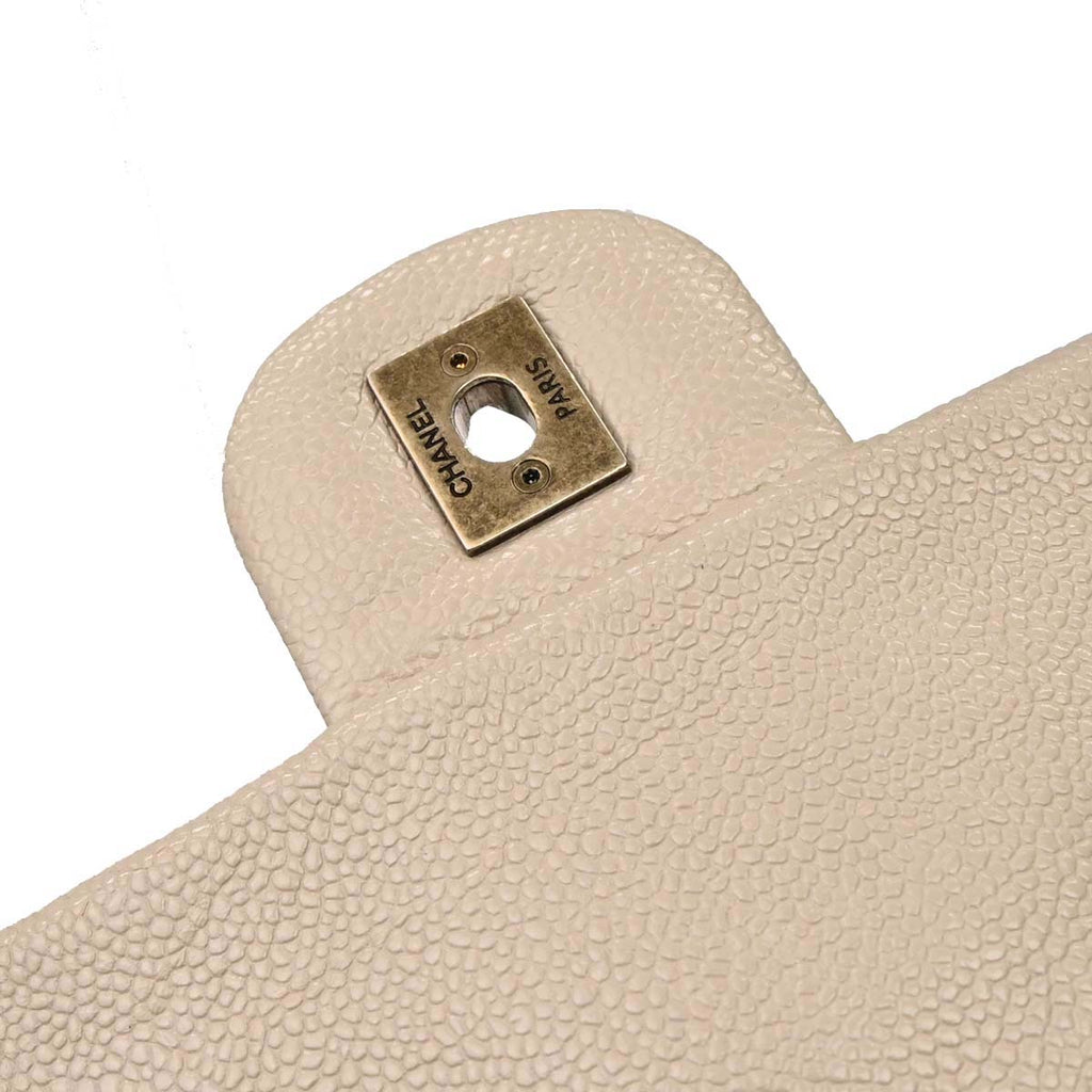 Chanel 2012-2013 Beige Caviar Skin Coco Pleats 2way Shoulder Handbag