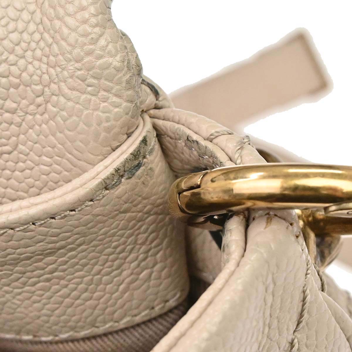 Chanel 2012-2013 Beige Caviar Skin Coco Pleats 2way Shoulder Handbag