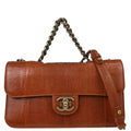 Chanel * 2012-2013 Brown Lizard Perfect Edge Flap 2way Shoulder Handbag