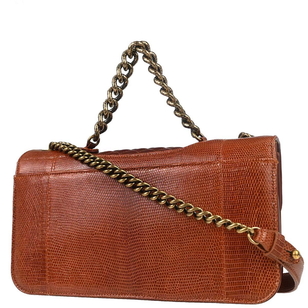 Chanel * 2012-2013 Brown Lizard Perfect Edge Flap 2way Shoulder Handbag