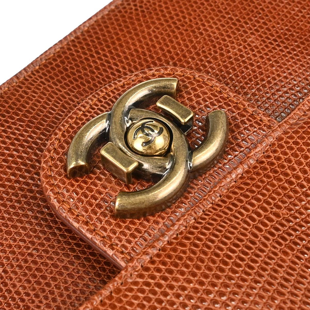 Chanel * 2012-2013 Brown Lizard Perfect Edge Flap 2way Shoulder Handbag