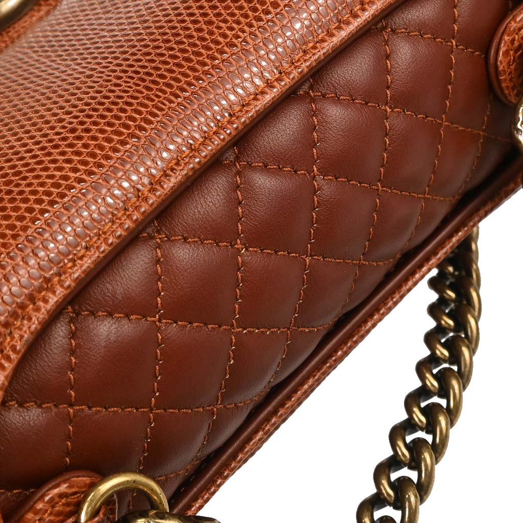 Chanel * 2012-2013 Brown Lizard Perfect Edge Flap 2way Shoulder Handbag