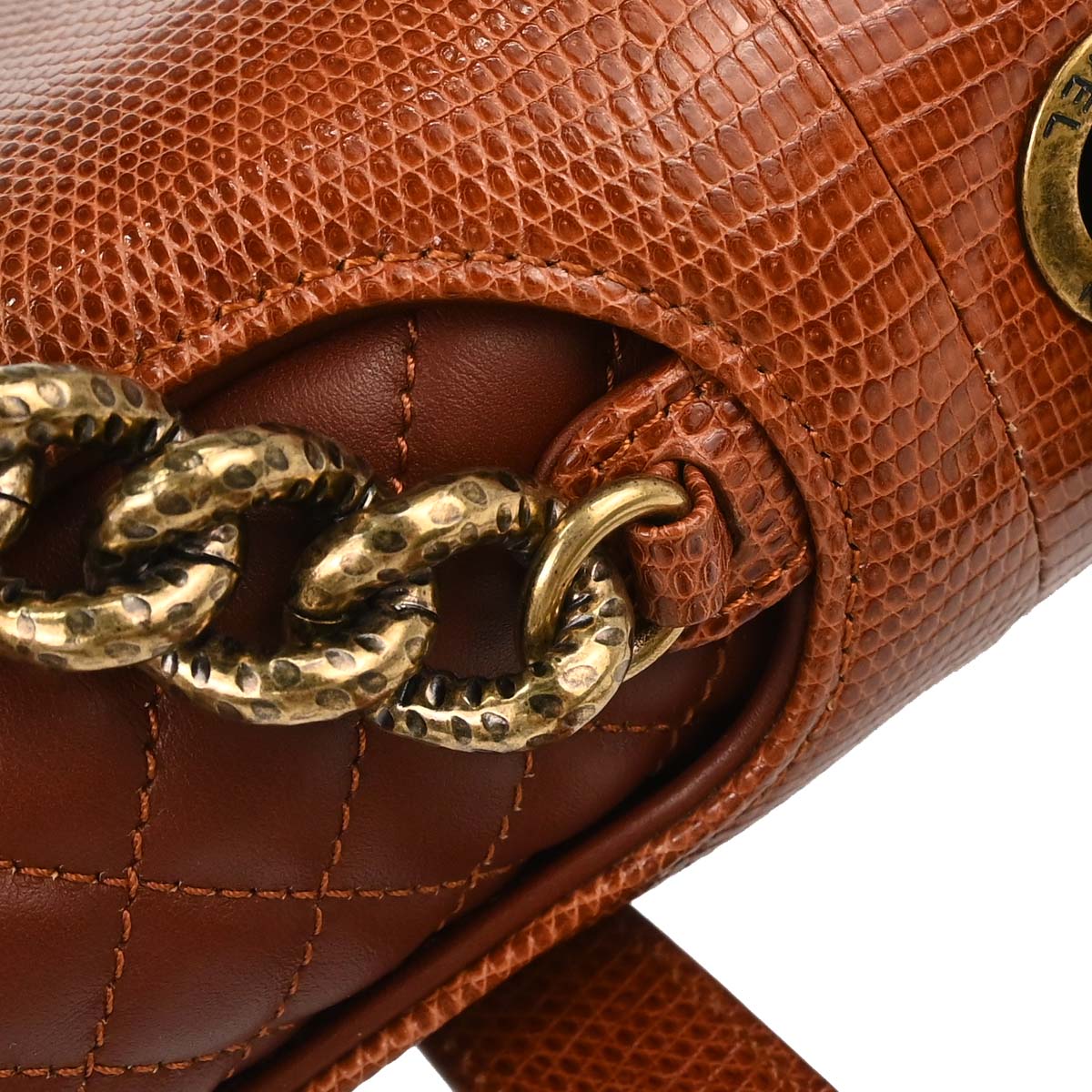 Chanel * 2012-2013 Brown Lizard Perfect Edge Flap 2way Shoulder Handbag