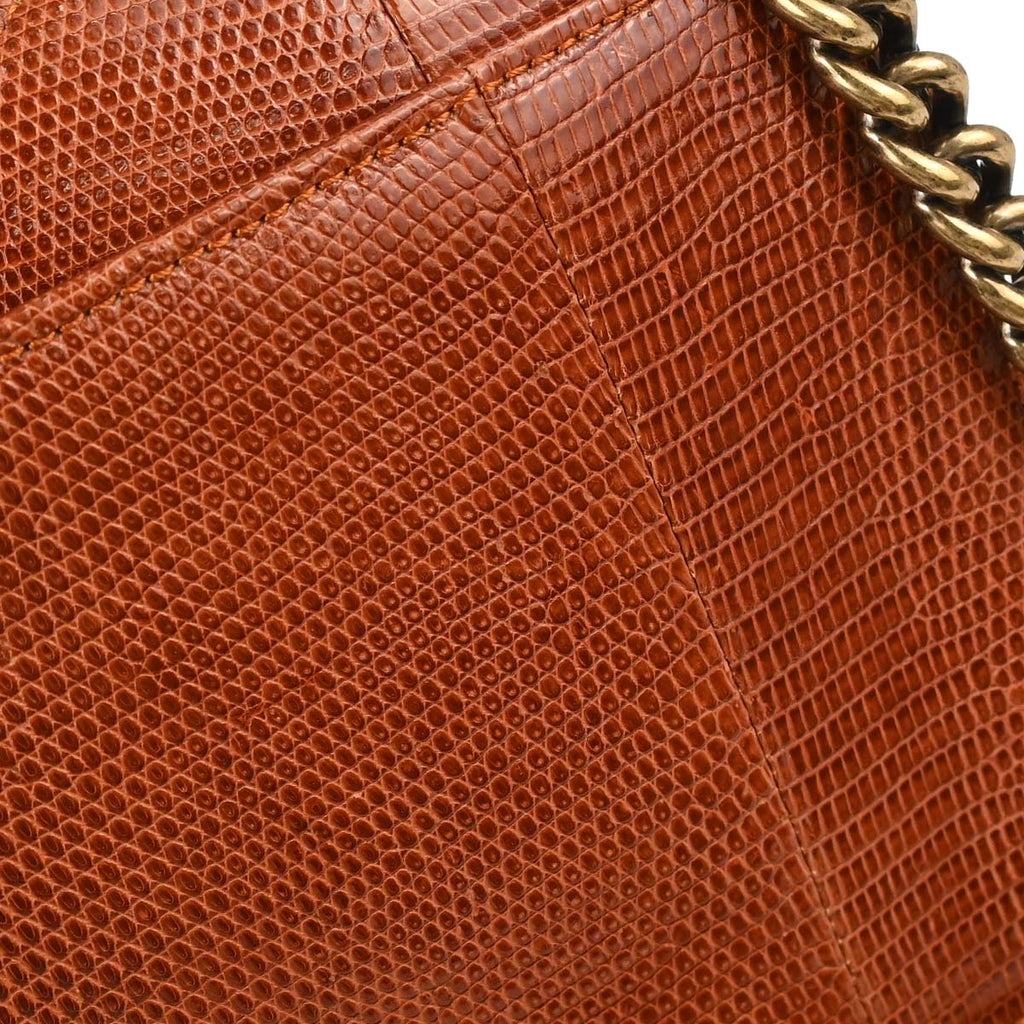 Chanel * 2012-2013 Brown Lizard Perfect Edge Flap 2way Shoulder Handbag