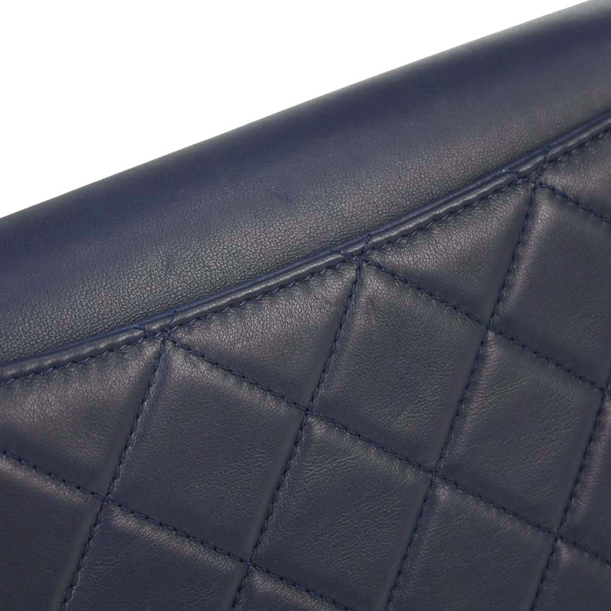 Chanel 2017 Navy Lambskin Label Click Flap Shoulder Bag
