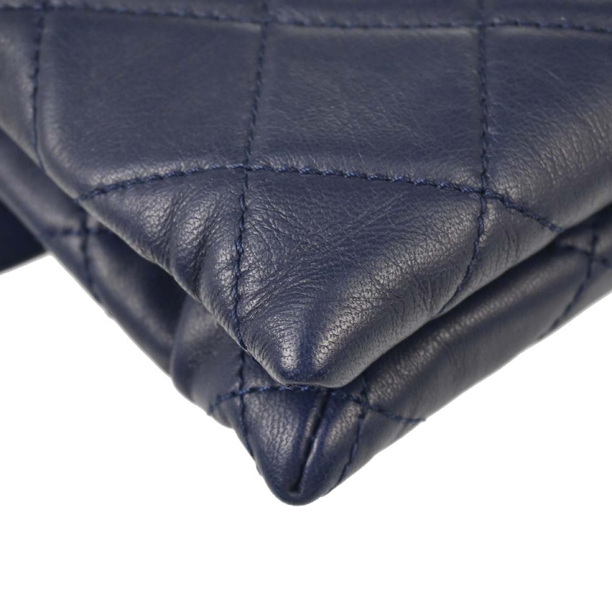 Chanel 2017 Navy Lambskin Label Click Flap Shoulder Bag