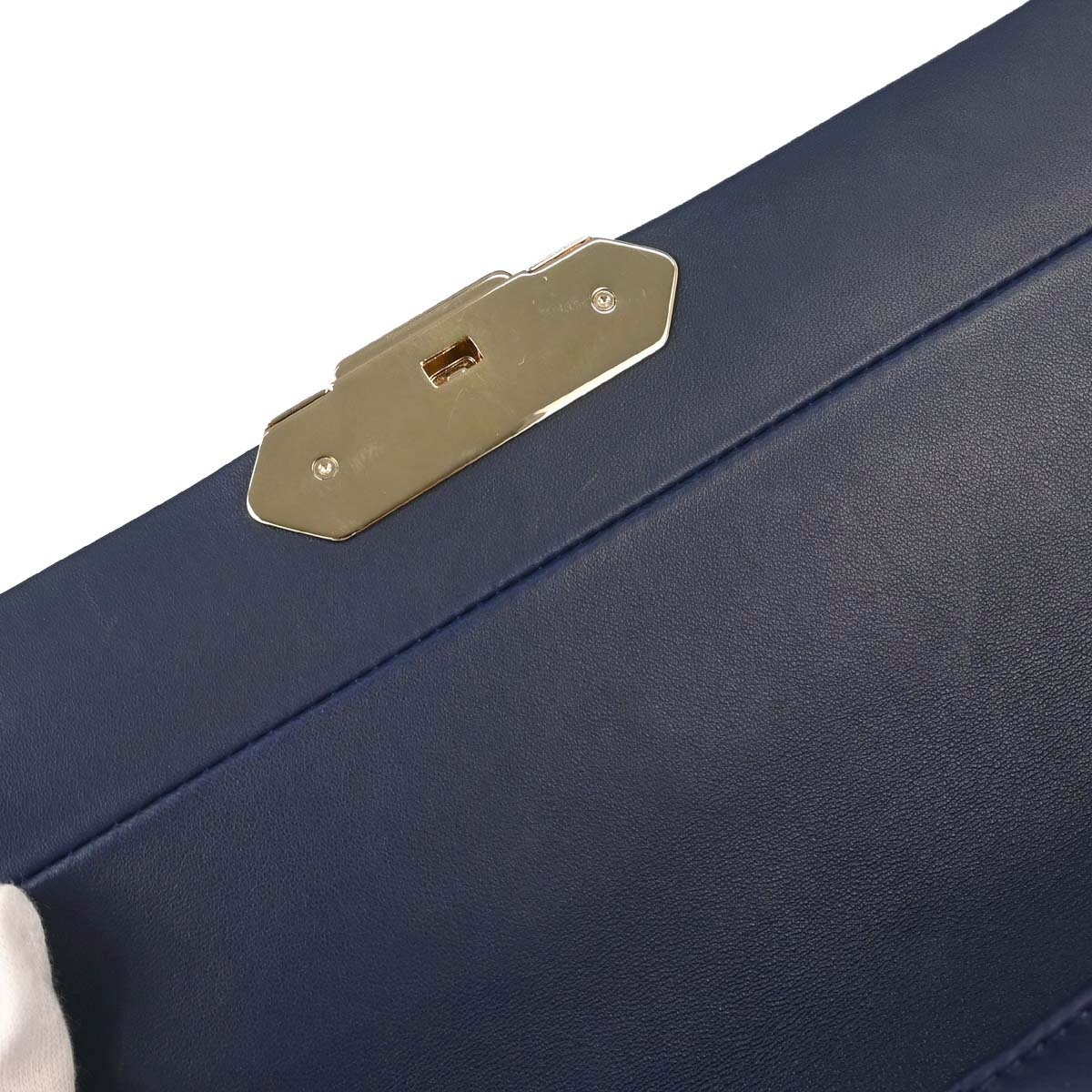 Chanel 2017 Navy Lambskin Label Click Flap Shoulder Bag
