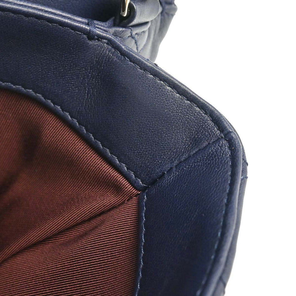 Chanel 2017 Navy Lambskin Label Click Flap Shoulder Bag