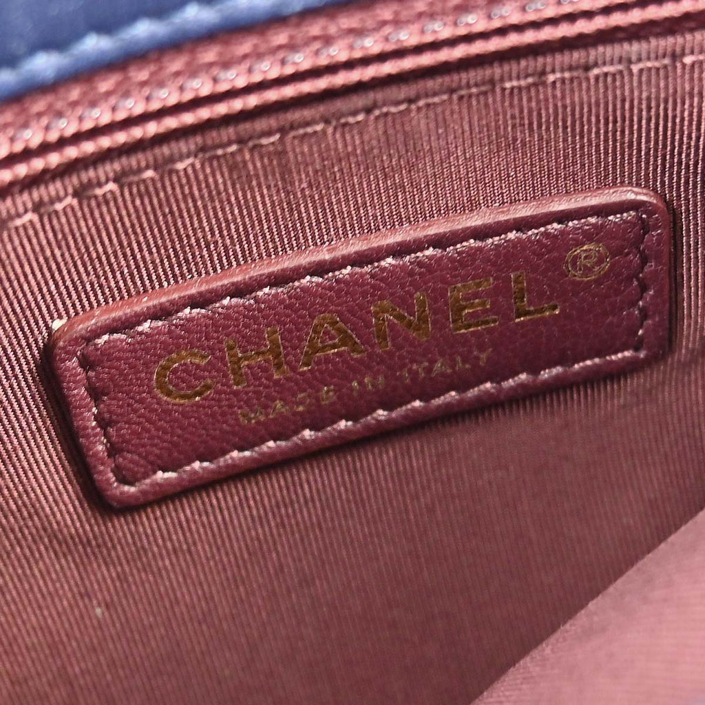 Chanel 2017 Navy Lambskin Label Click Flap Shoulder Bag