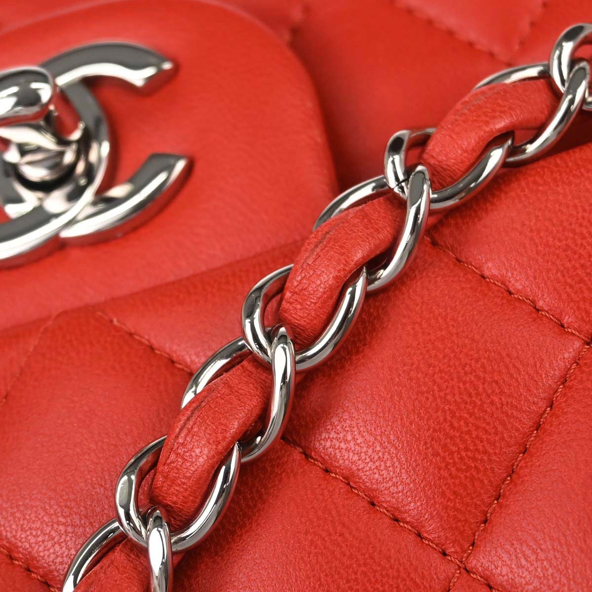 Chanel 2014 Red Lambskin Shoulder Bag