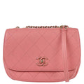 Chanel 2019 Pink Calfskin Stitched CC Flap Shoulder Bag