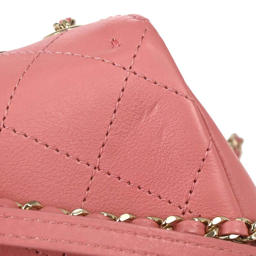 Chanel 2019 Pink Calfskin Stitched CC Flap Shoulder Bag