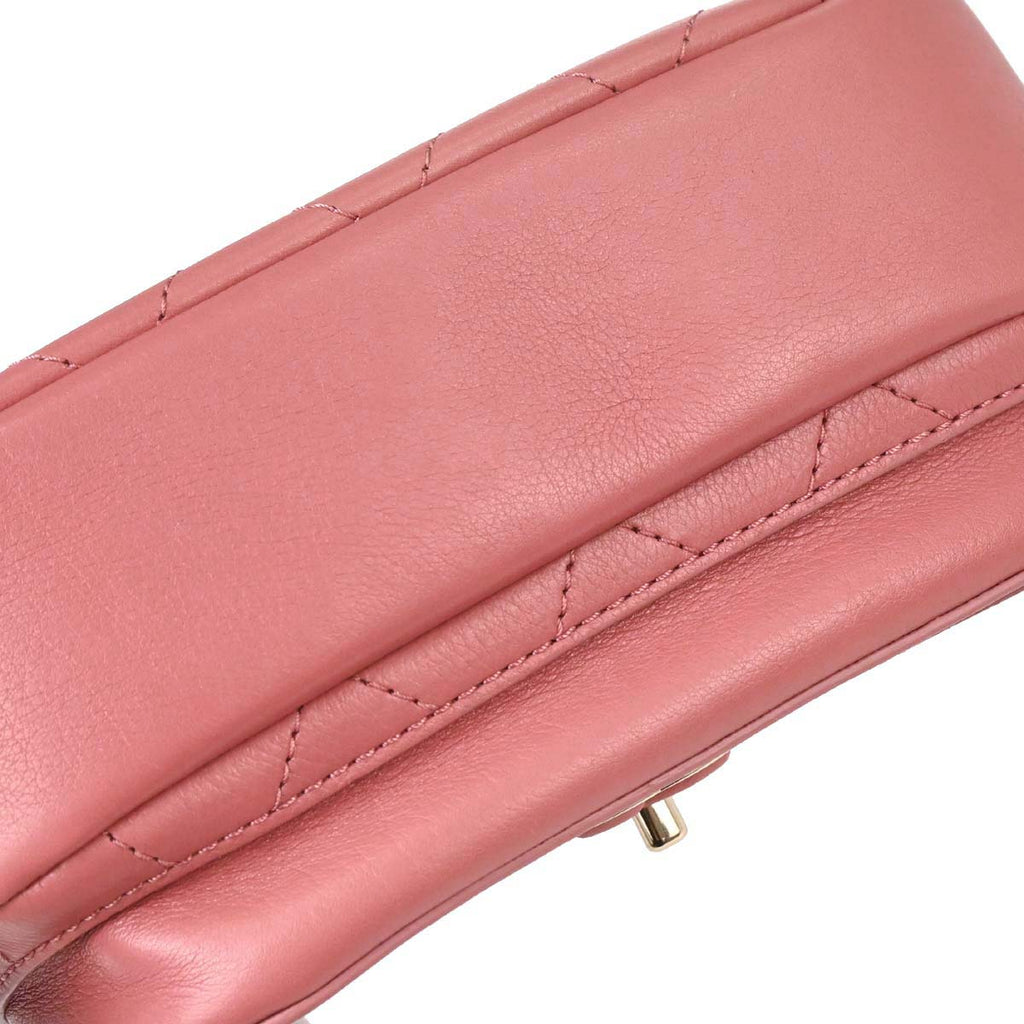 Chanel 2019 Pink Calfskin Stitched CC Flap Shoulder Bag