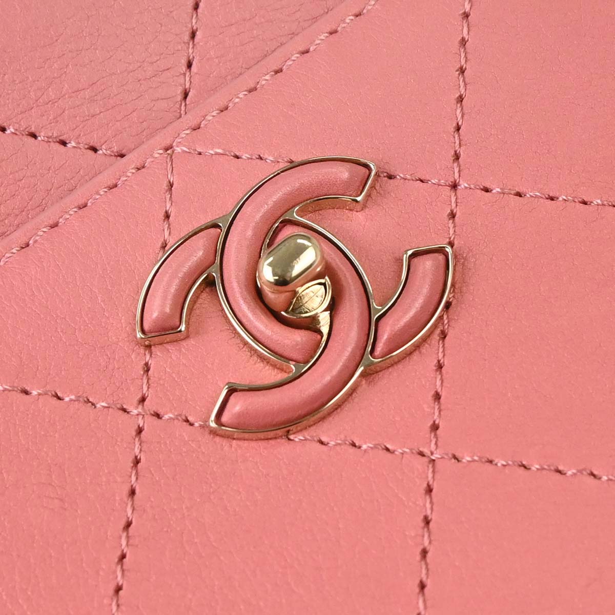 Chanel 2019 Pink Calfskin Stitched CC Flap Shoulder Bag