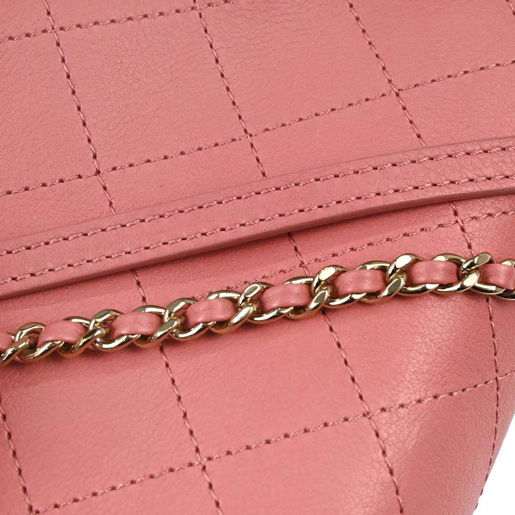 Chanel 2019 Pink Calfskin Stitched CC Flap Shoulder Bag