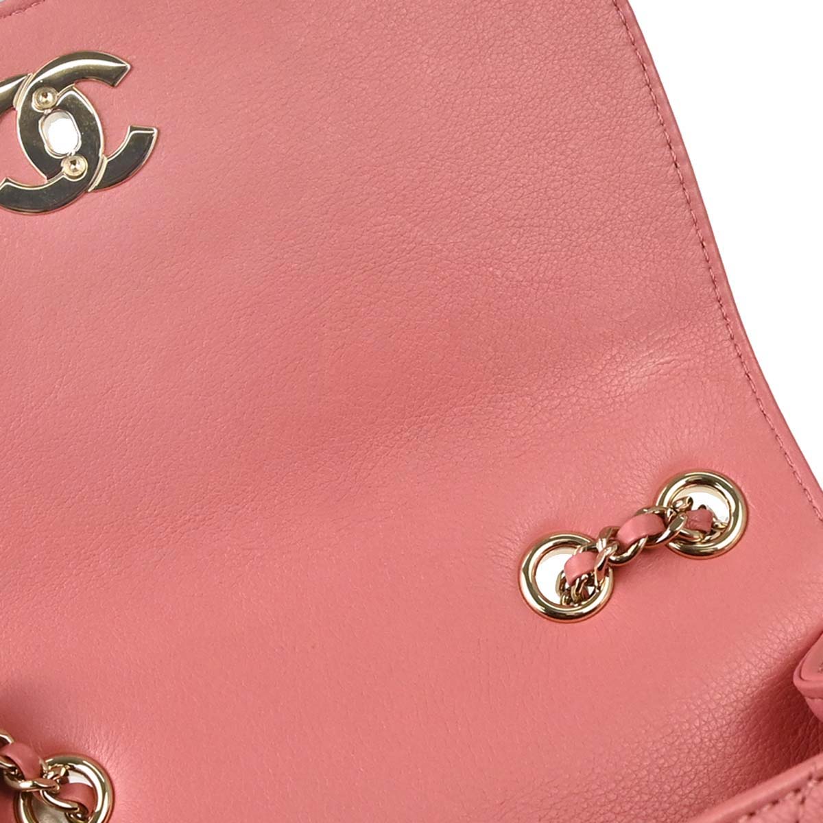 Chanel 2019 Pink Calfskin Stitched CC Flap Shoulder Bag
