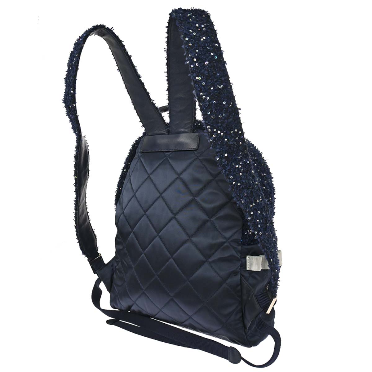 Chanel 2017-2018 Navy Tweed Nylon Sequins Astronaut Essentials Backpack