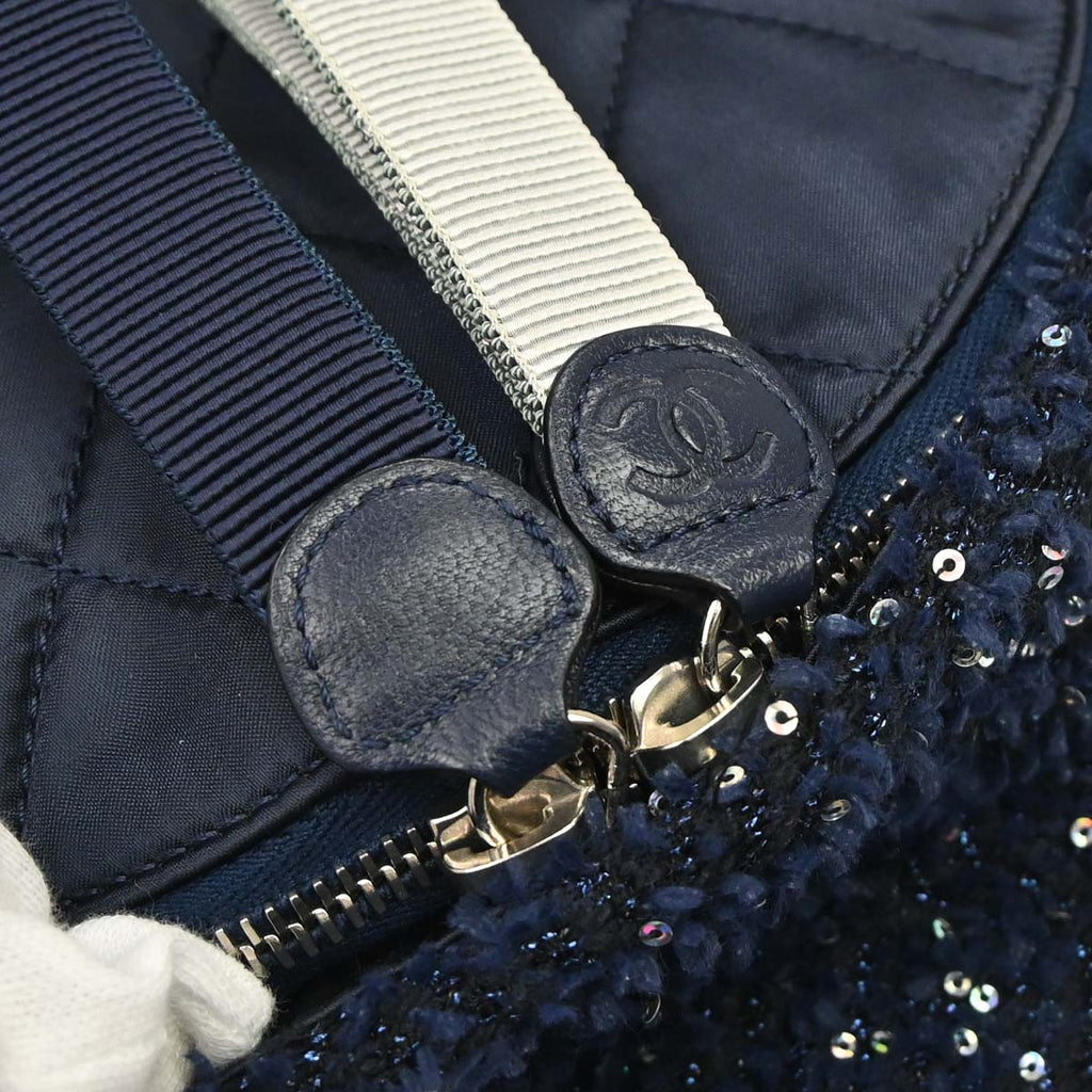 Chanel 2017-2018 Navy Tweed Nylon Sequins Astronaut Essentials Backpack