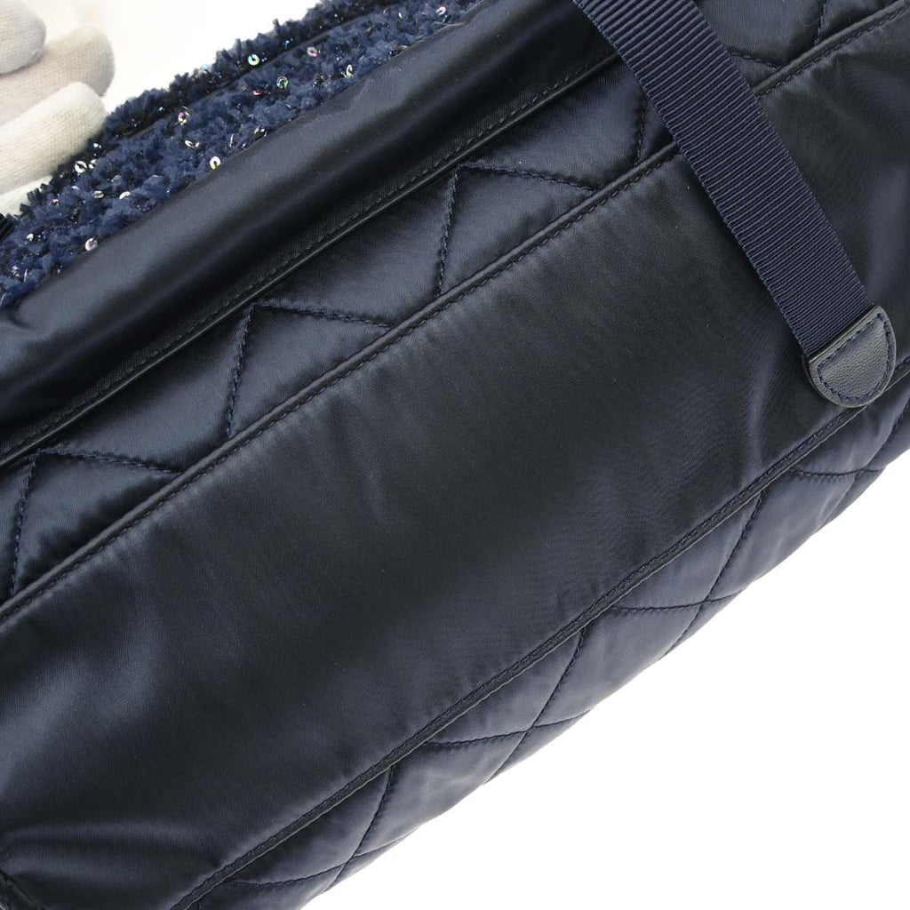 Chanel 2017-2018 Navy Tweed Nylon Sequins Astronaut Essentials Backpack