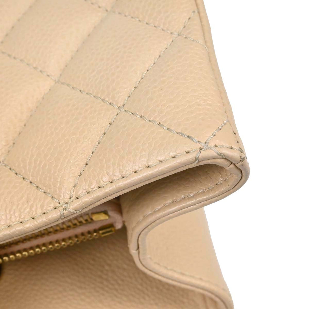 Chanel 2010-2011 Beige Caviar Skin Grand Shopping Tote GST Chain Handbag