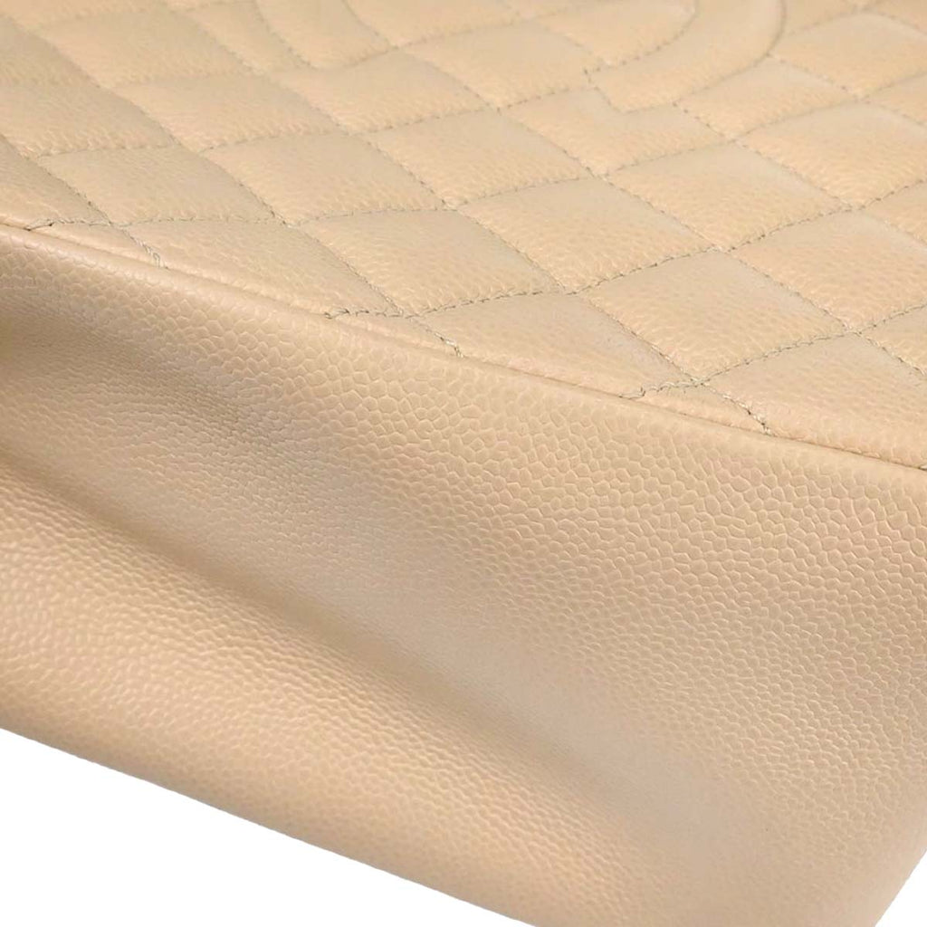 Chanel 2010-2011 Beige Caviar Skin Grand Shopping Tote GST Chain Handbag