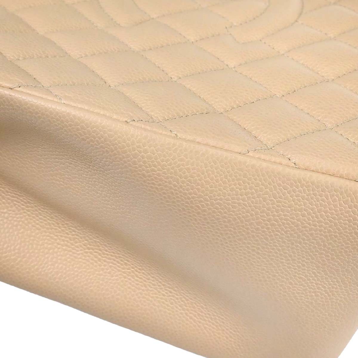 Chanel 2010-2011 Beige Caviar Skin Grand Shopping Tote GST Chain Handbag